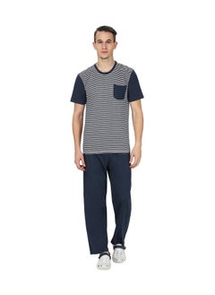 Buy Men's Cotton Pajama Set, Soft Brushed, Comfort Fit, Adjustable Drawstring, Perfect for Sleep and Lounging in UAE