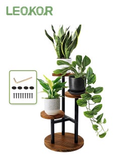 Buy 3 Tier Plant Stand Indoor, Metal Wood Plant Stands For Indoor Plants Multiple, Corner Tiered Flower Plants Shelf Stand for Living Room Balcony Garden Patio in Saudi Arabia