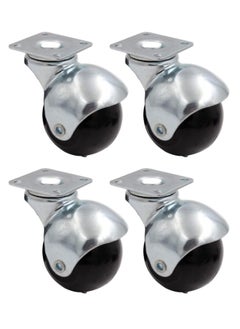 اشتري Set Of 4 Caster Wheel Ball Type 092 1.1/2 Inch Plate Type For Trolleys Furniture And Other Moving Tools في الامارات