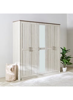 Buy Angelic 5-Door Wardrobe with Mirror 55 x 220 x 211 cm in Saudi Arabia