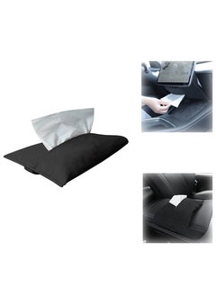 Buy Car Tissue Holder for Tesla Model 3 Accessories Model Y X S Center Console Napkin Holders Leather Tissue Box for Visor Screen Backseat Dashboard Armrest Box in Saudi Arabia