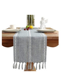 Buy Vintage Table Runner with Tassels 13 70 Inch Woven Hollow Out Farmhouse Cotton Linen Classic for Dining Party Holiday Decorations Home Bedroom Rustic Wedding Coffee Dining Machine Washable in Saudi Arabia