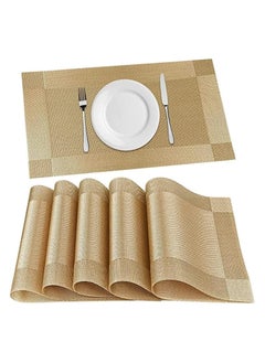 Buy 6 Pieces Placemats, Place Mats for Kitchen Dining Table, Heat-Resistant StainAnti-Skid Washable PVC Table Mats, Easy to Cleaning Woven Vinyl Dinner Mats (GOLD) in Egypt