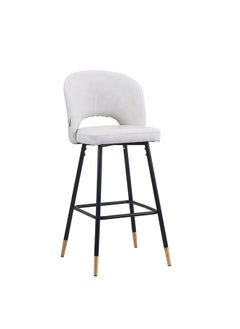 اشتري Dottler Bar Stool Kitchen Counter Height Bar Stool With Footrest High Chair Furniture For Dining Room Kitchen BarL 44 x W 57 x H 111 cm Off White في الامارات