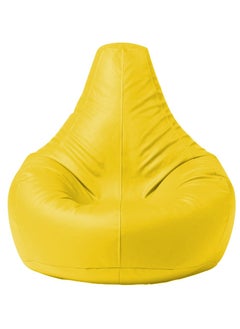 Buy Faux Leather Tear Drop Recliner Bean Bag with Filling Yellow in UAE