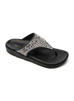 اشتري Decorated One-Thong Black Slippers في مصر