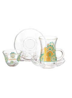 Buy Saudi tea and coffee set 18 pieces Turkish glass Ramadan inscription in Saudi Arabia