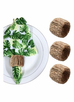 Buy Woven Napkin Rings Set of 4, Natural Farmhouse Napkin Ring, Handmade Rattan Napkin Holder Rings Table Setting for Family Gathering, Wedding, Banquet, Thanksgiving, Theme Party in Saudi Arabia