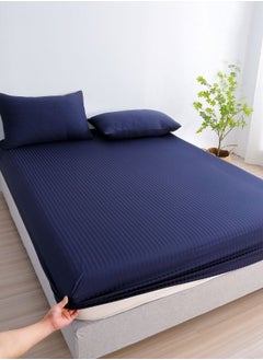 اشتري Variance Size 3 Piece Set Bedsheet with 2 Pillow Cases, Dark Blue Color في الامارات