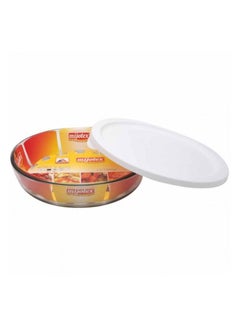 Buy Round Glass Food Container Clear/White 2.1L in Saudi Arabia