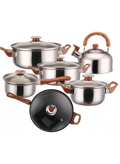 Buy 12pcs Pots and Pans Set Kitchen Nonstick Cookware Sets Induction Cookware Set with Frying Pans Saucepans soup pot and kettle in Saudi Arabia