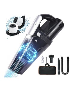 اشتري Handheld Vacuum Cordless, Portable 10000Pa Strong Suction Car Vacuum Cleaner Dust Busters, 2 Speed Wet Dry Vacuum with LED Light, Rechargeable Hand Held Vacuuming for Home, Office, Car (Black) في الامارات