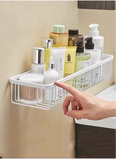 Buy 1-Piece Metal Material Bathroom Organizer Storage Bathroom Shelving White 30 x 13.5 x 7.7 Centimeter in UAE