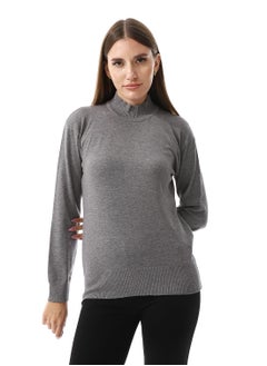 اشتري Dark Grey Mock Neck Slip On Basic Top في مصر