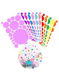 Buy Home Smart Polka Dot Round Wall Stickers for Kids Assorted Color 12 Sheets Colorful Classroom Decoration Wall Stickers in UAE