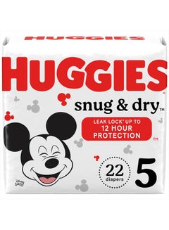 Buy Huggies Size 5 Diapers, Snug & Dry Baby Diapers, Size 5 (27+ lbs), 22 Count in UAE