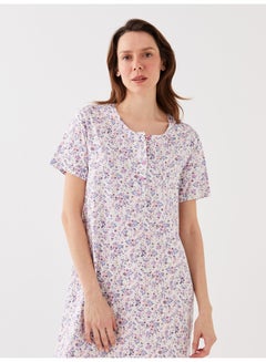 Buy Crew Neck Floral Short Sleeve Women's Nightgown in Egypt