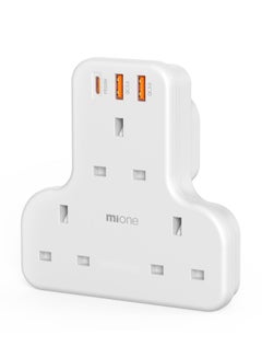 Buy Multi-plug Extension power adapter 3-way wall charger Extensions socket  with 2 USB and 20W USB-C fast charging, socket charging station (without cable) in UAE