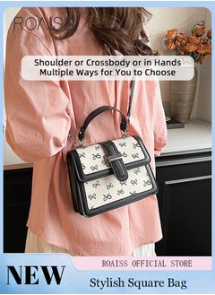 Buy PU Leather Square Handbag for Women with All-Over Butterfly Pattern Fashionable and Lovely Shoulder Bag with Comfy Handheld Girls Flap Crossbody Bags for Daily Use Party or Commute in Saudi Arabia