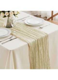 Buy Translucent Table Runner, Cheesecloth Table, for Wedding Reception Bridal Shower Party Decoration Table Centerpiece 90*300cm Cream in UAE