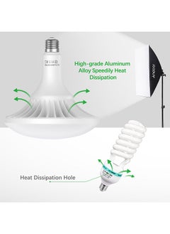 اشتري Andoer 150W LED Light Bulb Photography Lamp Bulb 2700K-6500K Dimmable Energy-saving E27 Mount with Remote Control for Photography Studio Home Warehouse Office Hotel في الامارات