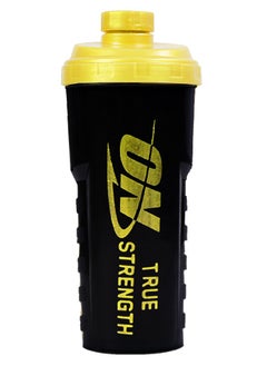 Buy 700ML Protein Powder Shaker Bottle With Mixing Grid BPA-Free, Black & Yellow in Egypt