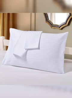 Buy Pillow Cover 2 pcs set, 1cm Stripe, 300TC(50x75cm), 100% Cotton White in UAE