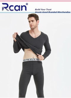 Buy 2 Piece Men's Thermal Underwear Set Quick Drying V Neck Winter Lightweight Slim Fitting Long Sleeved T-Shirt and Long Pants Basic Layer Bottoming Shirt Set Plus Size in Saudi Arabia