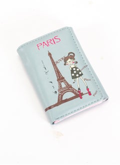 Buy Leather Flip Wallet & Card Holder with 9 Pockets and Zipped Pocket Paris Gray in Egypt