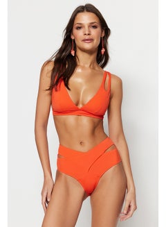 Buy Red Cut Out/Window High Waist Bikini Bottom TBESS20BA0184 in Egypt