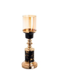 Buy black gold metal candle holder 31 cm in Saudi Arabia