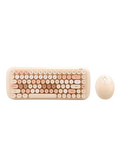 Buy CANDY Keyboard Mouse Combo 2.4G Wireless Mixed Color 84 Key Mini Keyboard Mouse Set with Circular Punk Key Caps Light Brown in Saudi Arabia