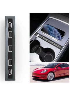 Buy Tesla Model Y 3 Accessories Docking Station 4 in 1 USB LED Hub Compatible ​Station ​of Center Console Smart Sensor for in UAE