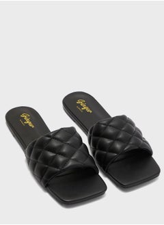 Buy Flat Quilted Slide Sandals in UAE