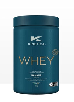 Buy Kinetica Whey Protein Powder, Banana, 1Kg, 23G Protein Per Serving, 33 Servings. Whey Protein From Irish Grass-Fed Cows, Excellent Mixability And Taste in UAE