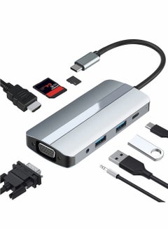 Buy USB C Hub, 8 in 1 Multiport USB C Dock USB C Dongle with 4K HDMI, VGA Adapter Port, 100W PD, USB 3.0 and USB 2.0 Port, SD/TF Card Reader, 3.5mm Audio Port for MacBook, XPS in UAE