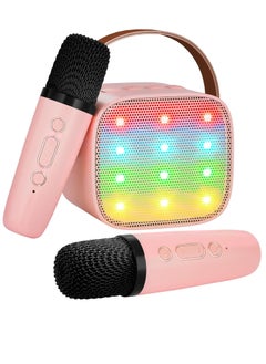 Buy Kids Karaoke Machine, Mini Portable Bluetooth Speaker with 2 Wireless Microphones, Mini Karaoke Machine with Colorful Lights Kids Toys Birthday Gift Pink in Saudi Arabia