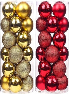 Buy 48 Pcs  Christmas Balls Ornaments for Xmas Christmas Tree, Shatterproof Christmas Holiday Party Garden Decoration New Year's Eve Ornaments - 4cm (Golden and Red) in Egypt