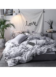 Buy BLACK KEE 6 Piece Marble Printed King Size Soft Material Duvet bedding Set For Every Day Use includes 1 Comforter Cover, 1 Fitted Bedsheet, 4 Pillowcases in UAE