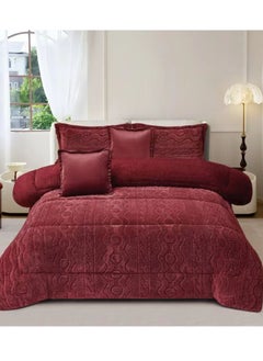 Buy Winter Comforter Set Bedspread 6 Pieces Double-Sided Fur King Size 250x230 cm in Saudi Arabia