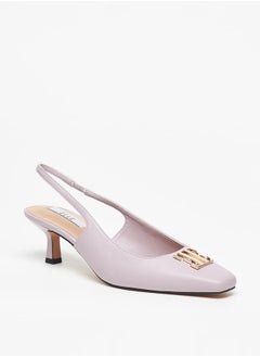 اشتري Women's Logo Detail Slingback Pumps with Kitten Heels في الامارات