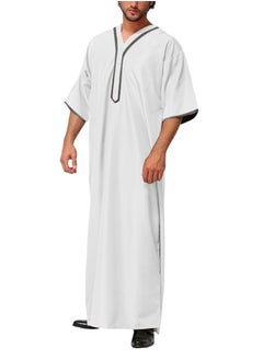 Buy Muslim Men's Loose Abaya Button-Up Shirt in UAE