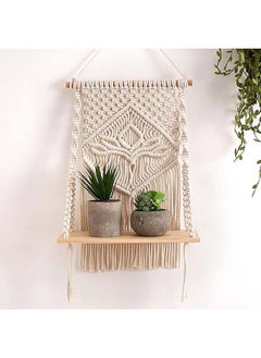 Buy Macrame Indoor Wall Hanging Shelf Hand Woven Bohemian Décor 60x30 in Egypt