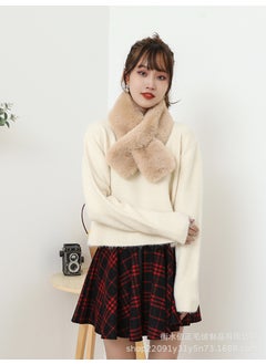 اشتري Faux Fur Plush Rex Rabbit Fur Scarf Cute Student Scarf Winter Womens All-match Cross Scarf Double-sided Thickened WarmShallow khakis Shallow khakis في السعودية