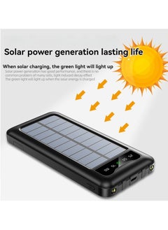 Buy Multi-function solar power bank with built-in charging cable 10000 mAh large capacity mobile power supply with lazy stand (black) in Saudi Arabia