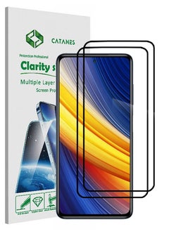 اشتري 2 Pack For Xiaomi Poco X3 Screen Protector Tempered Glass Full Glue Back في الامارات