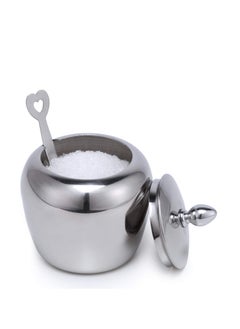 Buy Small Stainless Steel Sugar Bowl with Lid and Sugar Spoon in Heart Shape for Kitchen and Home Sugar Holder in Apple Shape 7.2oz/215ml in UAE