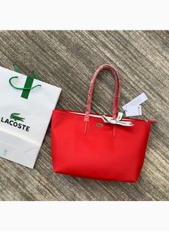 Buy Lacoste Women's Concept Fashion Versatile Large Capacity Zipper Handbag Tote Bag Shoulder Bag Large Size Red in Saudi Arabia