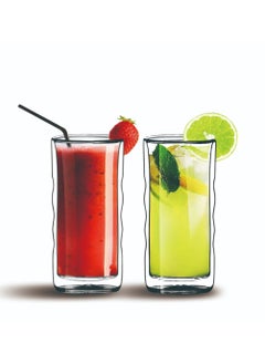 اشتري Double Wall Glass Cup 2pcs Set 300ml Capacity في الامارات