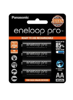 Buy Rechargeable Eneloop Pro Battery BK-3HCCE/4BT Pack of 4 - Black in Saudi Arabia